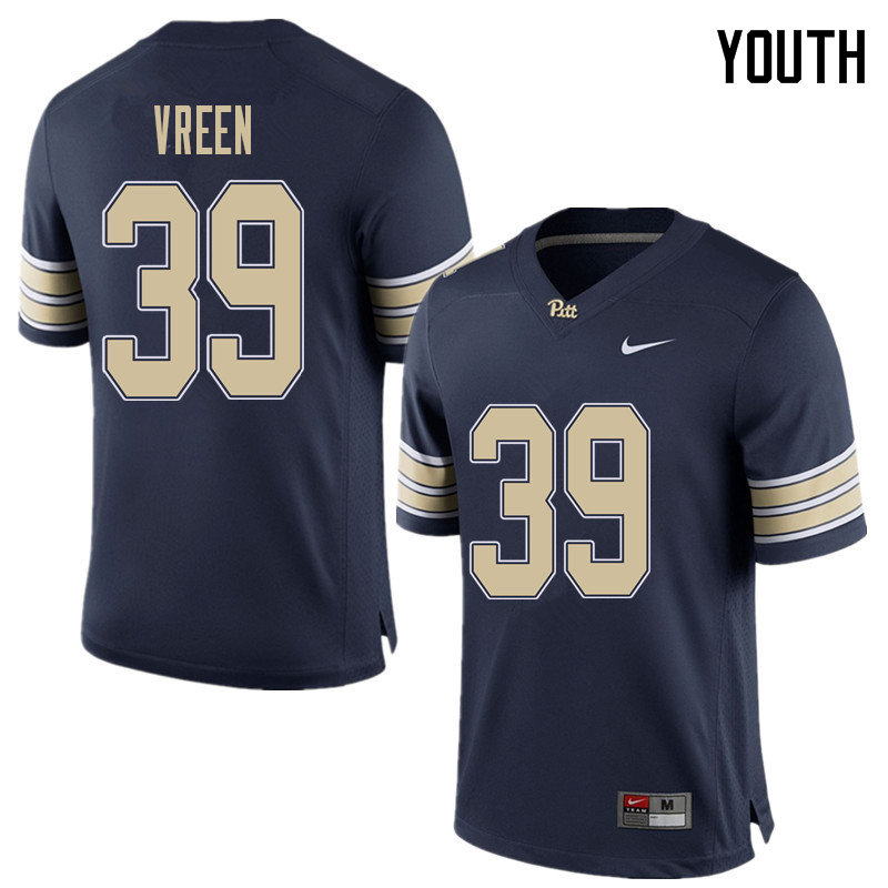 Youth #39 Kyle Vreen Pittsburgh Panthers College Football Jerseys Sale-Home Blue